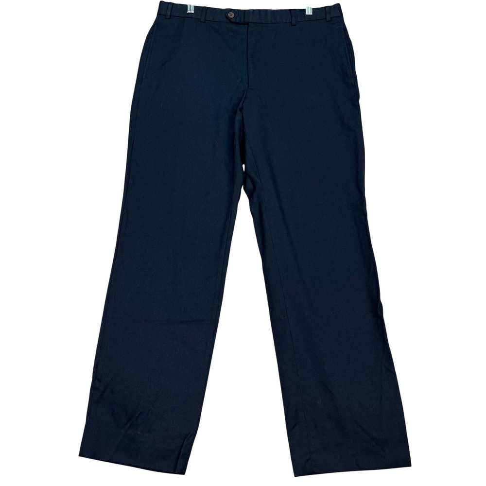 Brooks Brothers Madison Fit Pants Mens 37x32 Navy Blue Dress Flat Front Wool